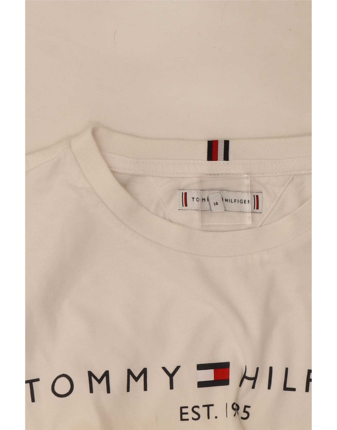 Top grafic pentru băieți Tommy Hilfiger cu mânecă lungă 13-14 ani, alb