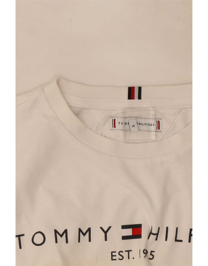 Top grafic pentru băieți Tommy Hilfiger cu mânecă lungă 13-14 ani, alb