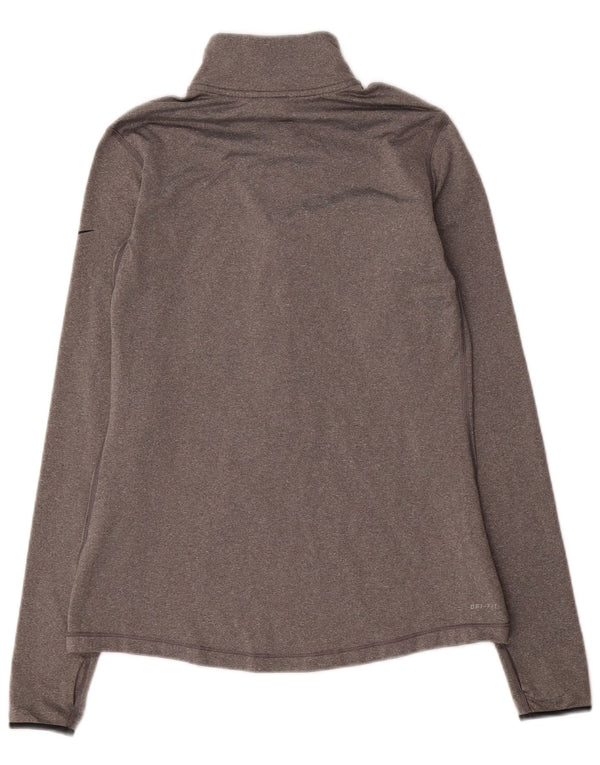 Nike Womens Dri Fit Zip Neck Pullover Tracksuit Top UK 14 Large Grey