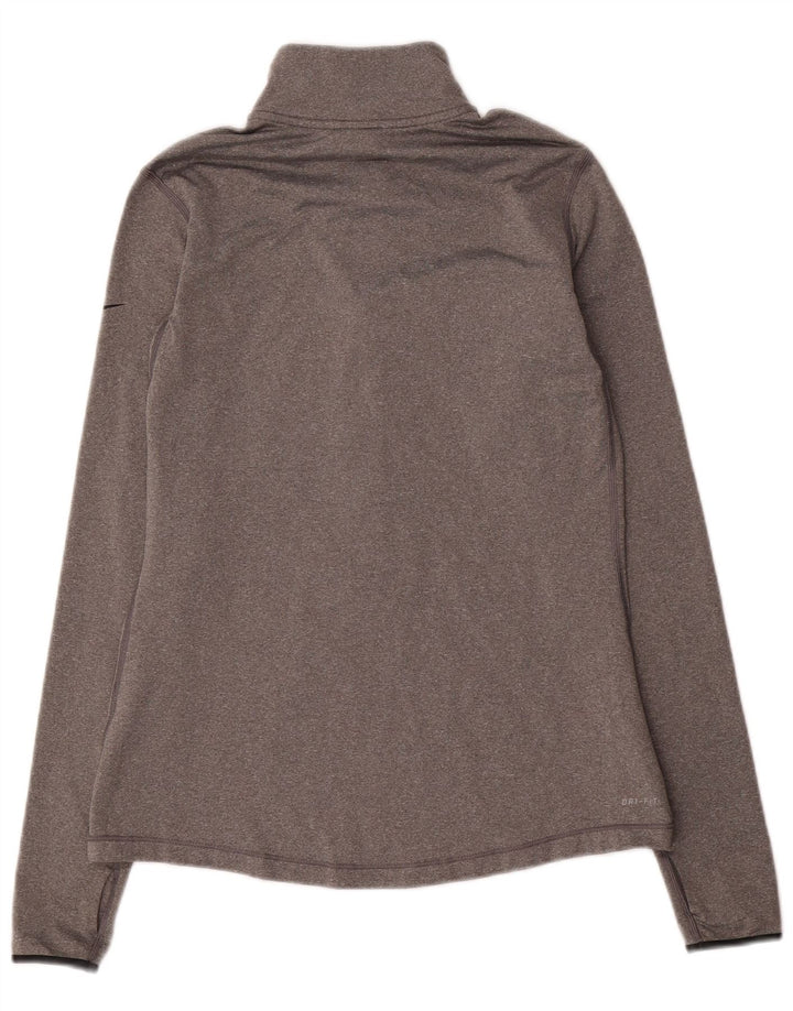 Top de trening Nike Dri Fit, cu fermoar și gât, pentru femei, UK 14, mare, gri