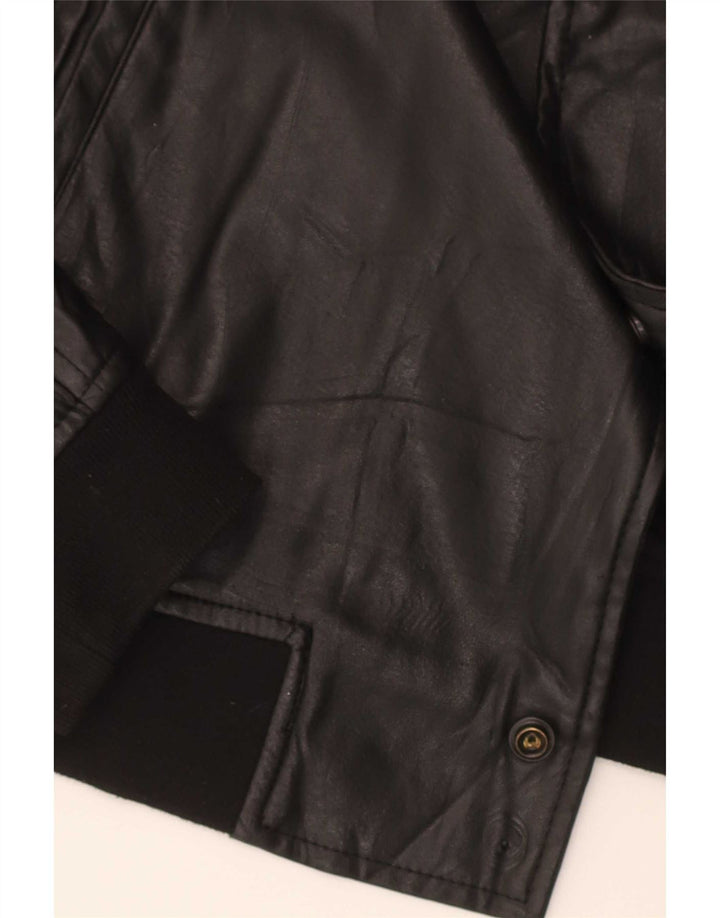 Jachetă bomber din piele artificială pentru bărbați Zara UK 38 Poliester mediu negru