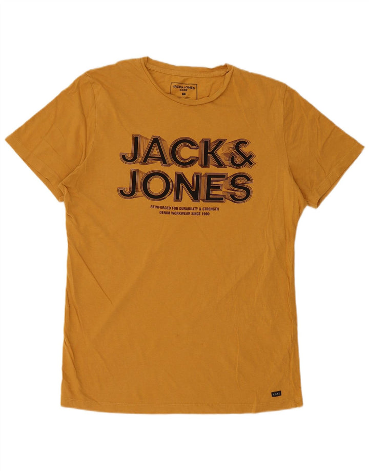 Tricou grafic Jack & Jones pentru bărbați Top din bumbac galben mediu