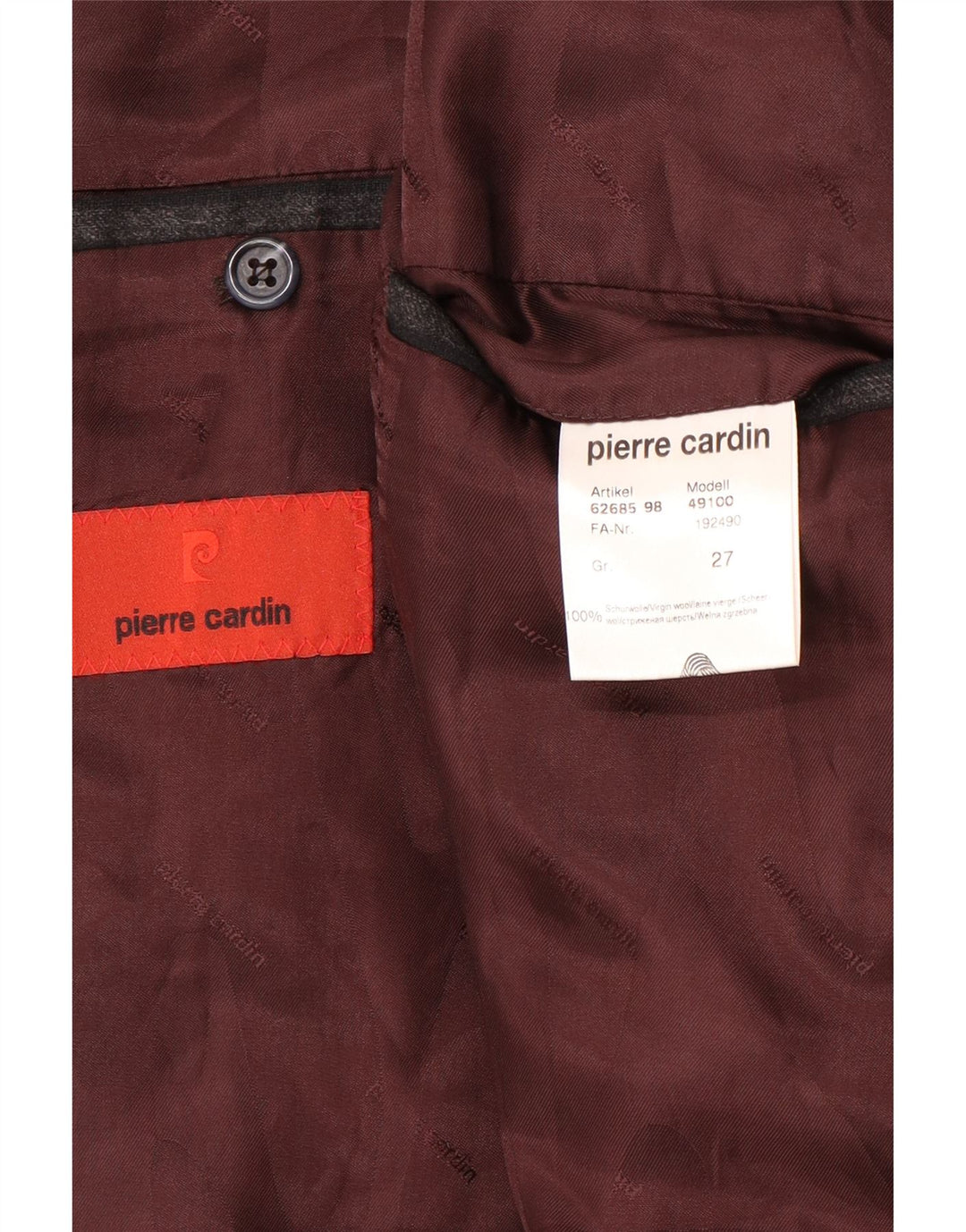 Jachetă Blazer pentru bărbați Pierre Cardin cu 2 nasturi UK 40 Lână mare, gri cu dungi