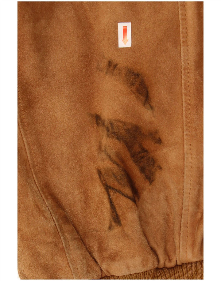 Jachetă Bomber Vintage pentru bărbați din piele intoarsa IT 54 2XL din piele maro