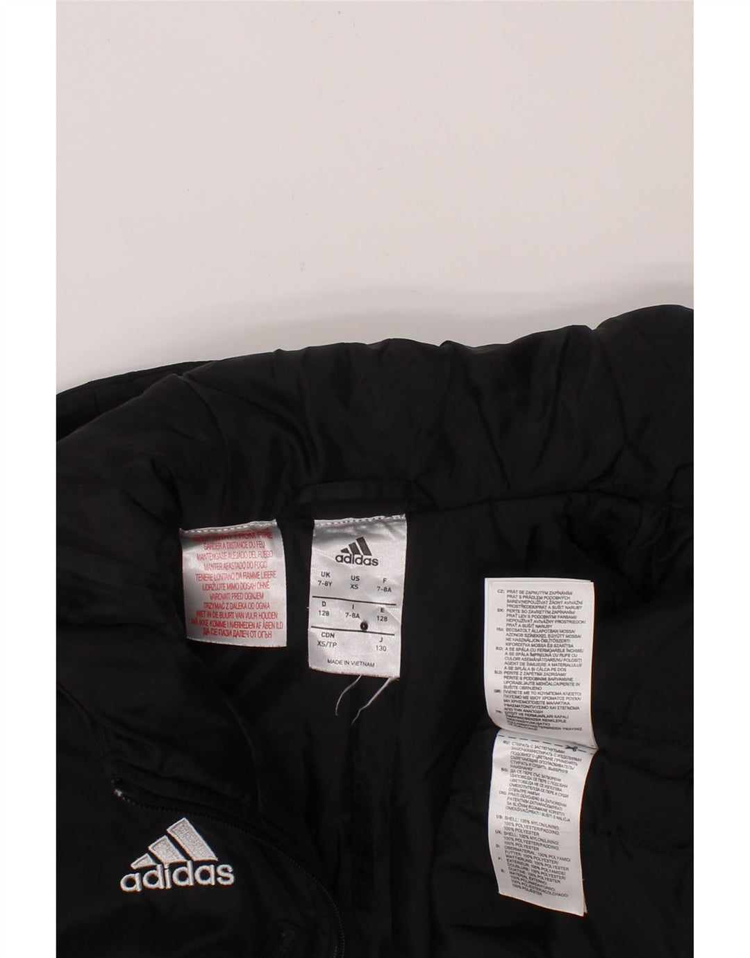 ADIDAS Boys Hooded Rain Jacket 7-8 Years Black Nylon Vintage Adidas and Second-Hand Adidas from Messina Hembry 
