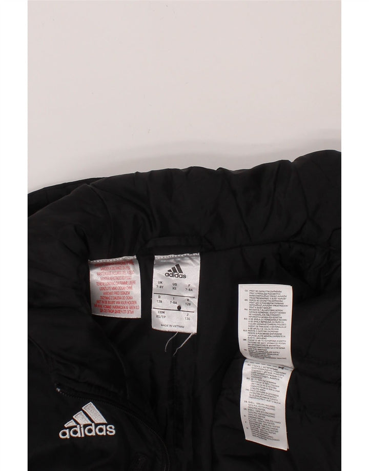 ADIDAS Boys Hooded Rain Jacket 7-8 Years Black Nylon Vintage Adidas and Second-Hand Adidas from Messina Hembry 