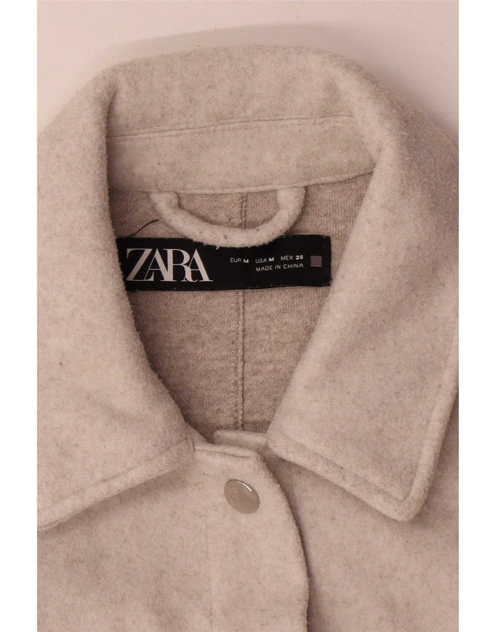 Jachetă Shacket pentru femei Zara UK 14 Medium Bej Poliester