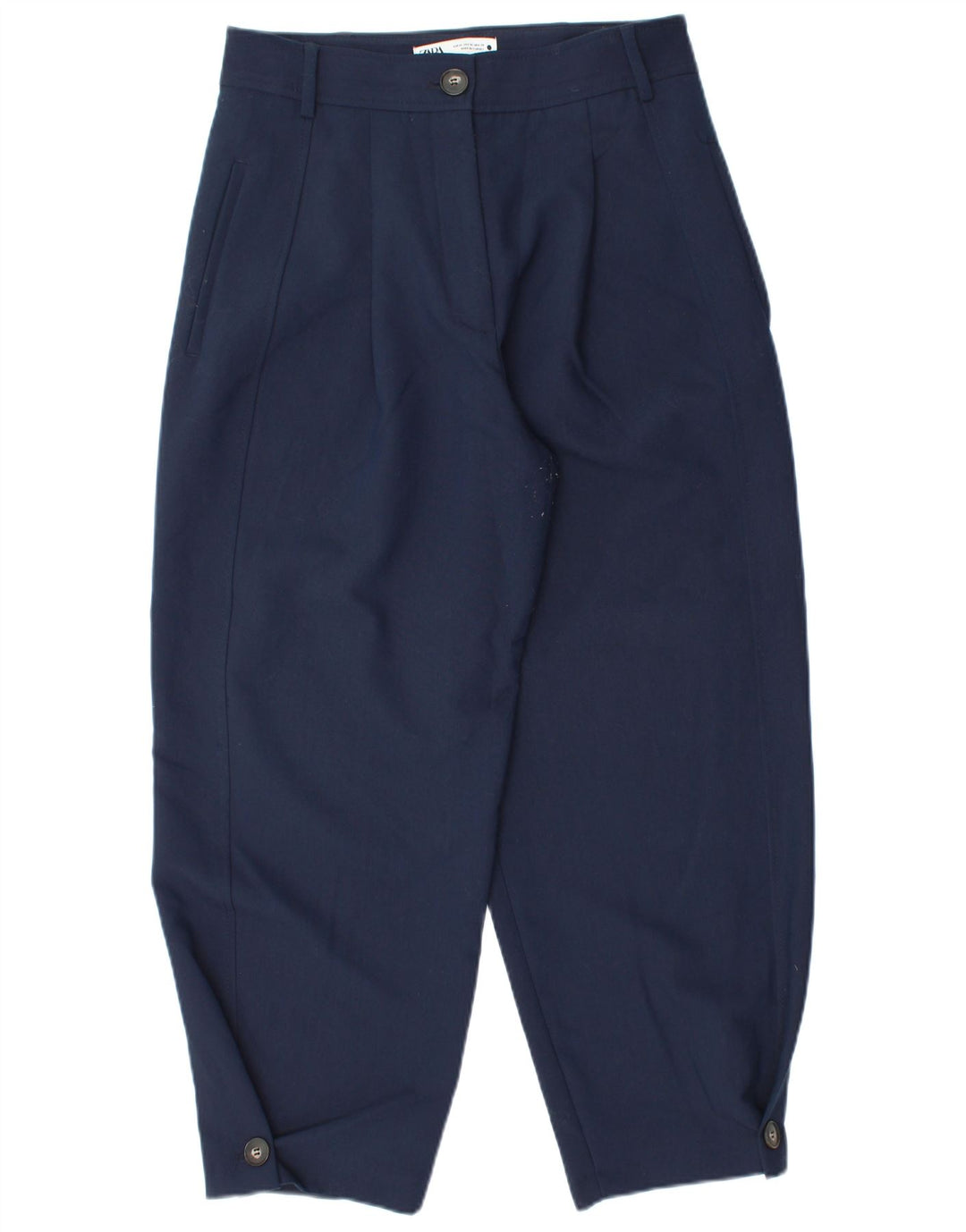 Pantaloni chino cu fixare pentru femei Zara Mediu L28 L26 Poliester bleumarin