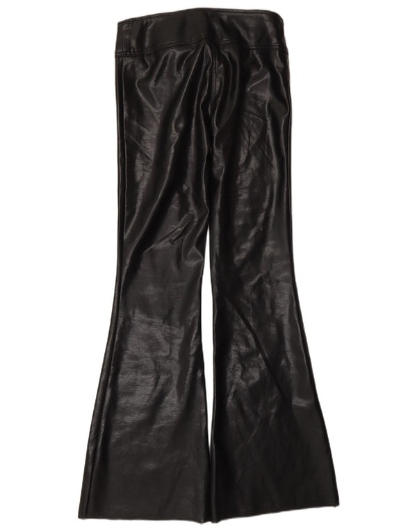 Pantaloni din piele artificială evazați pentru femei vintage EU 34 XS W28 L32 Poliester negru