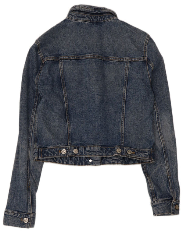 Jachetă de denim scurtă pentru femei Zara UK 10 Small Blue