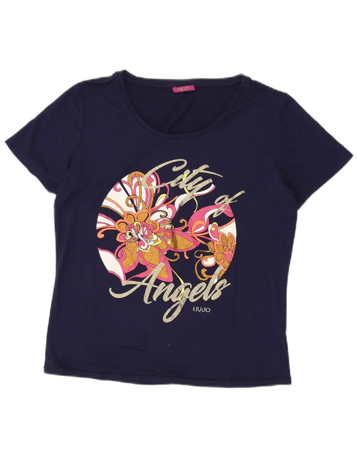 Tricou grafic pentru femei LIU JO Top UK 14 Medium Bleumarin Floral
