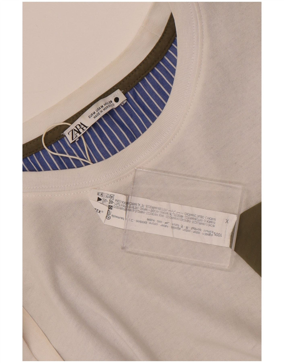 Bluză supradimensionată pentru femei Zara UK 14 Medium White Colorblock Bumbac
