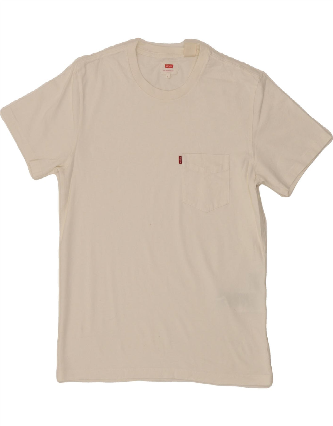 LEVI'S Mens T-Shirt Top Small Off White Cotton Vintage Levi's and Second-Hand Levi's from Messina Hembry 