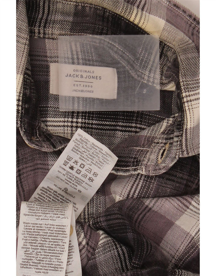 Cămașă de flanel Jack & Jones pentru bărbați, bumbac cu carouri mici, gri
