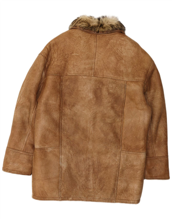 Jachetă din shearling pentru bărbați VINTAGE UK 36 Small Brown Shearling