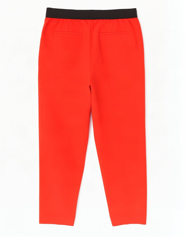 Calvin Klein Womens Cropped Trousers EU 42 Large W30 L23 Red Colourblock