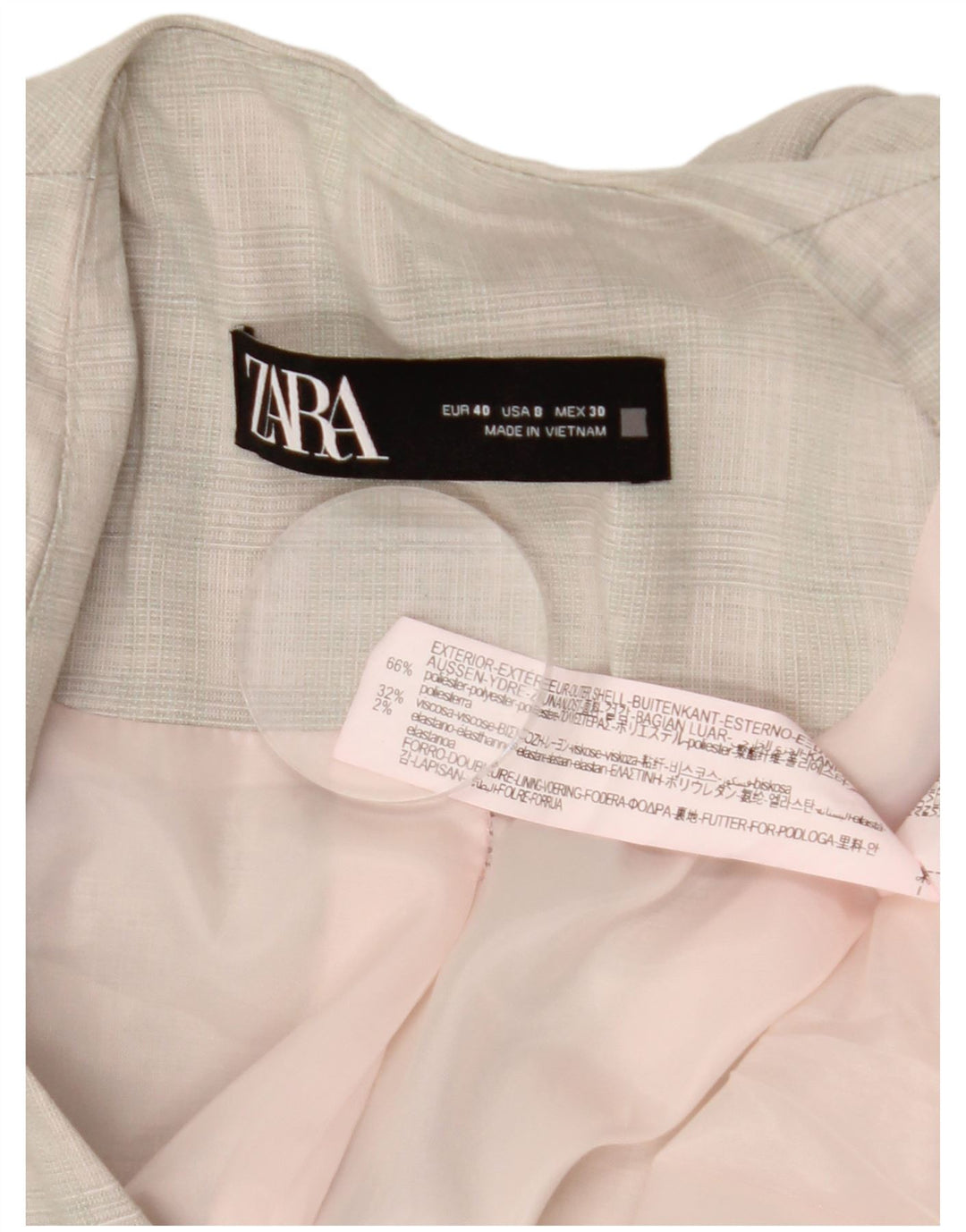 Jachetă Blazer Femei ZARA 1 Buton EU 40 Gri Mediu Poliester Check