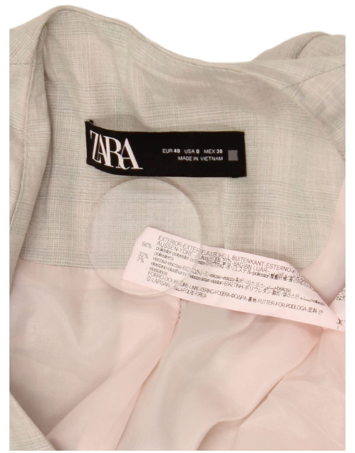 Jachetă Blazer Femei ZARA 1 Buton EU 40 Gri Mediu Poliester Check