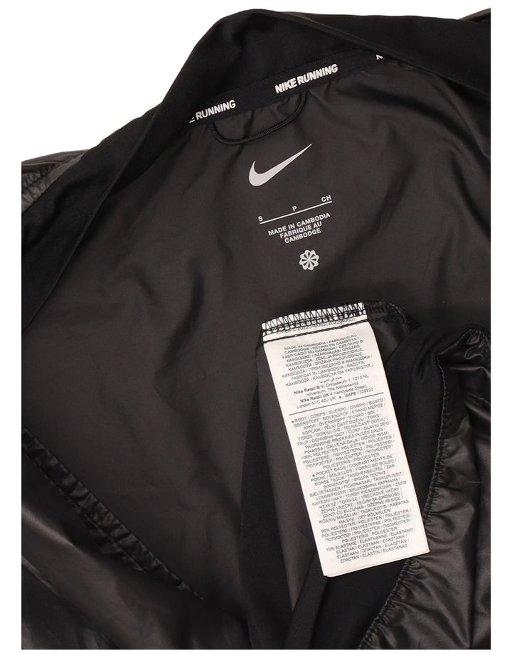 Jachetă de ploaie Nike Running Graphic pentru femei UK 10 Small Black Colorblock
