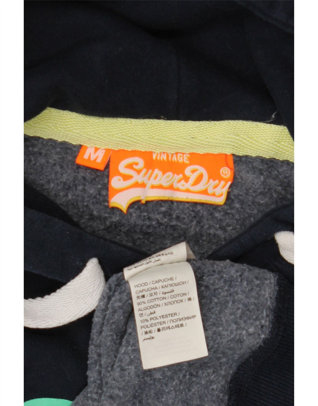 SUPERDRY Pulover cu glugă cu grafic pentru femei UK 14 Medium bleumarin Bumbac