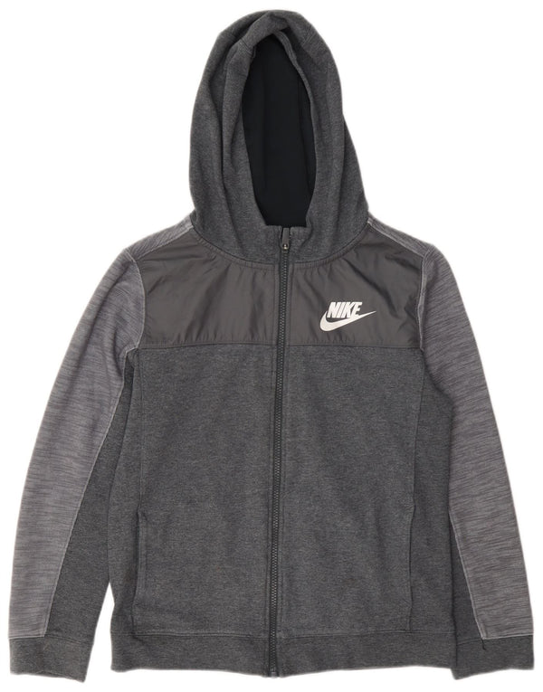Pulover Nike pentru băieți, cu fermoar, 12-13 ani, mare, gri, bumbac