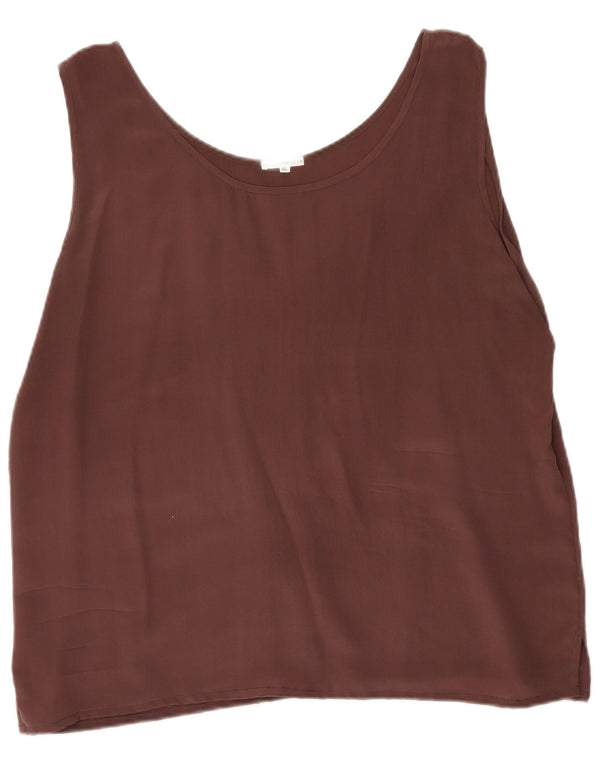 Bluză Vintage pentru femei fără mâneci, UK 18 XL, mătase maro