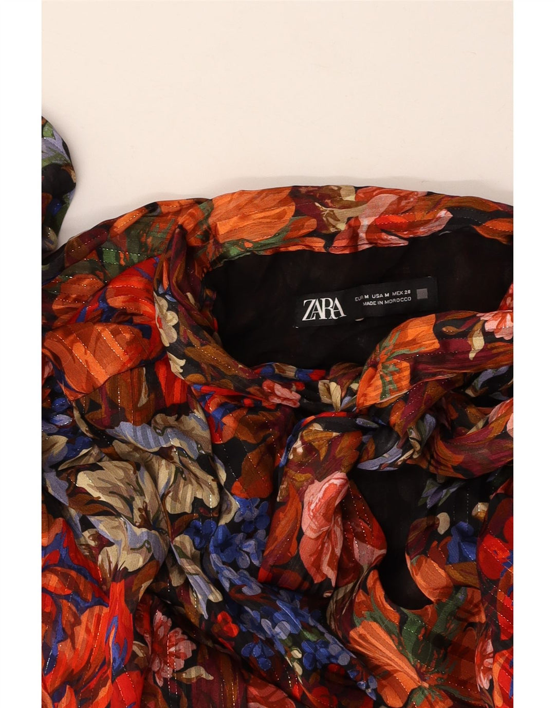 Rochie A-Line ZARA pentru femei cu cravată în față UK 12 Medium Multicolor Floral
