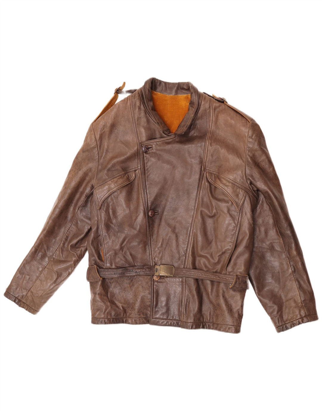 Jachetă militară din piele pentru femei Jean Gabriel IT 48 XL maro