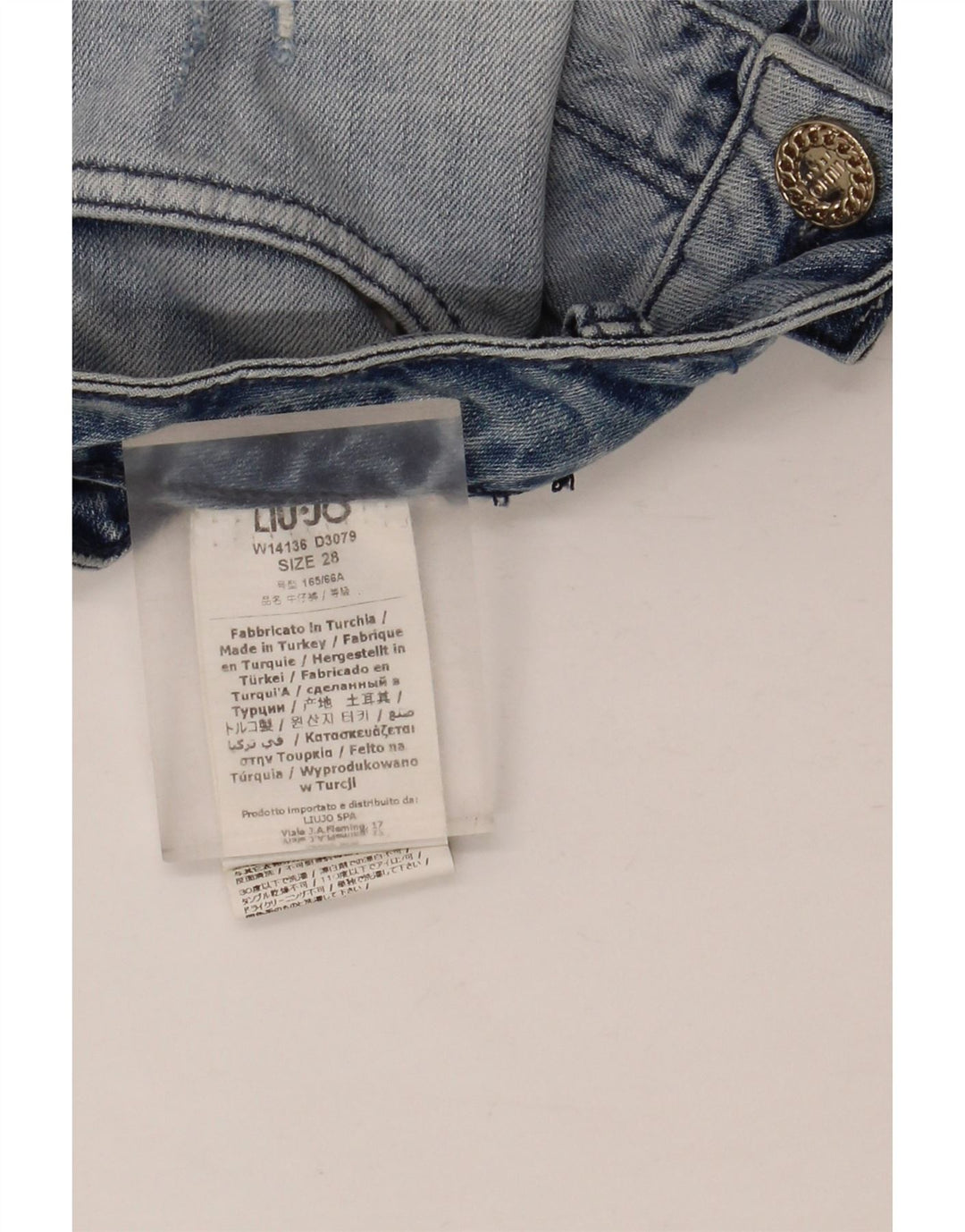 Liu Jo Fusta Mini Denim Distressed W28 Bumbac Albastru Mediu