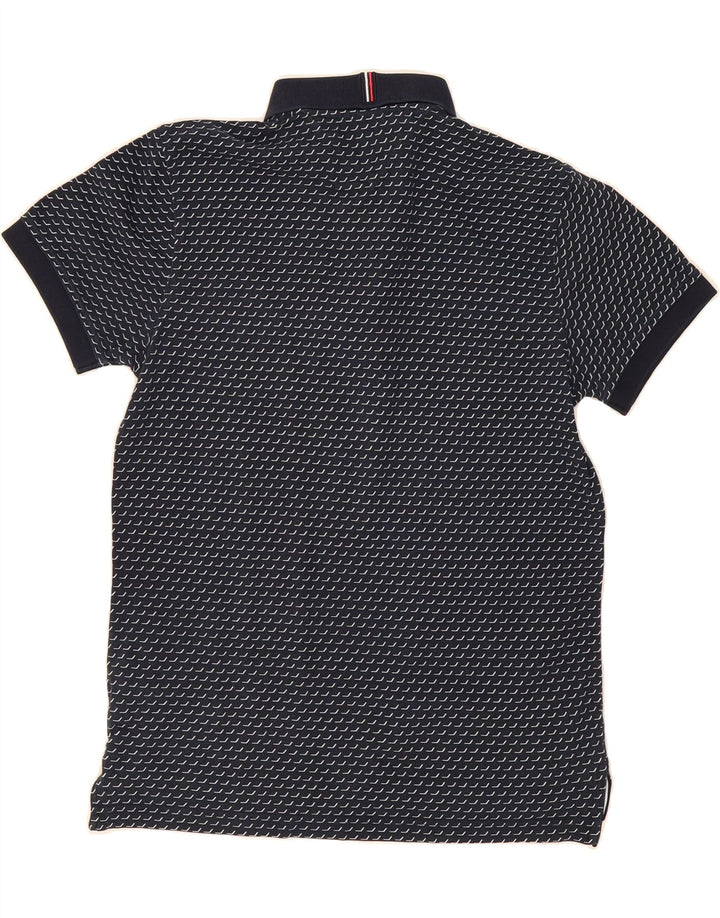 TOMMY HILFIGER Mens Abstract Pattern Polo Shirt Small Navy Blue Vintage Tommy Hilfiger and Second-Hand Tommy Hilfiger from Messina Hembry 