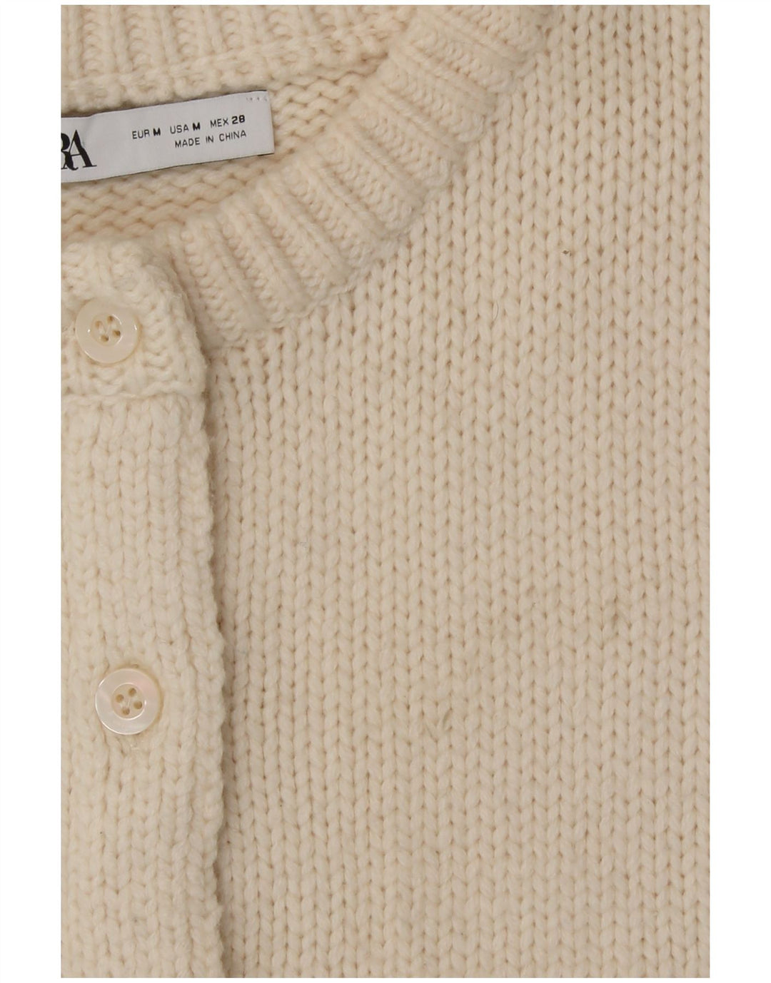 Pulover cardigan pentru femei Zara UK 12 Mediu Poliamidă alb închis