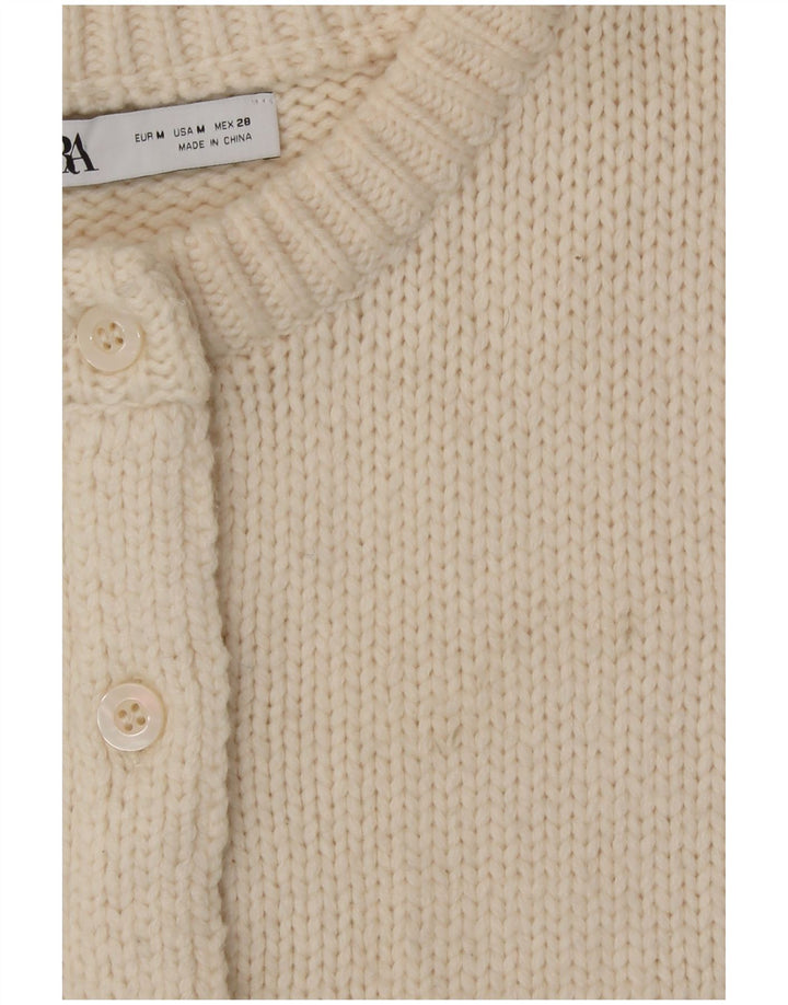 Pulover cardigan pentru femei Zara UK 12 Mediu Poliamidă alb închis