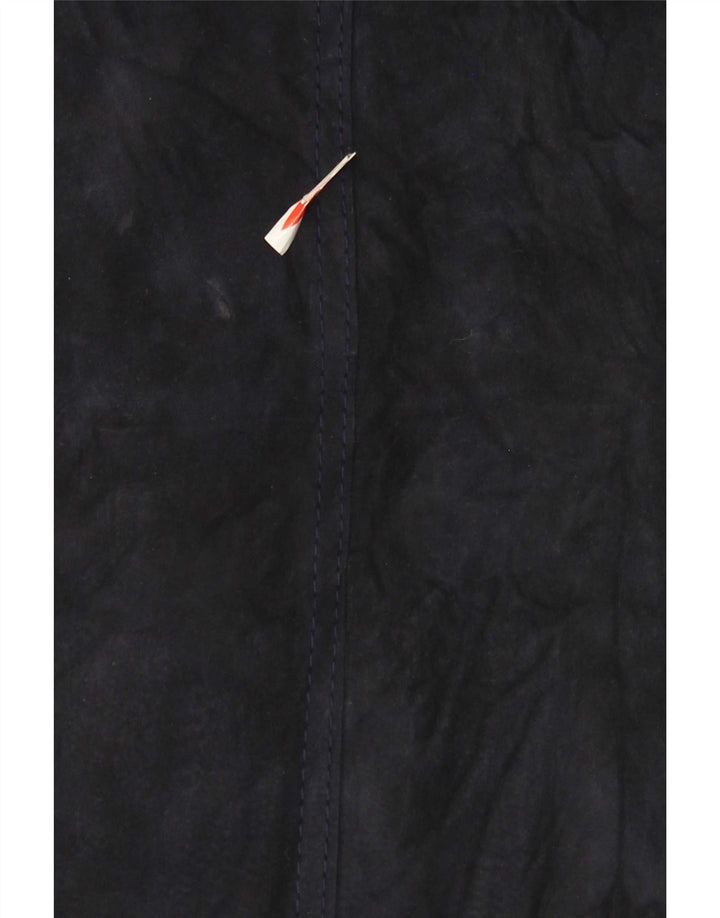 Pardesiu vintage pentru femei de piele intoarsa UK 10 Mic bleumarin