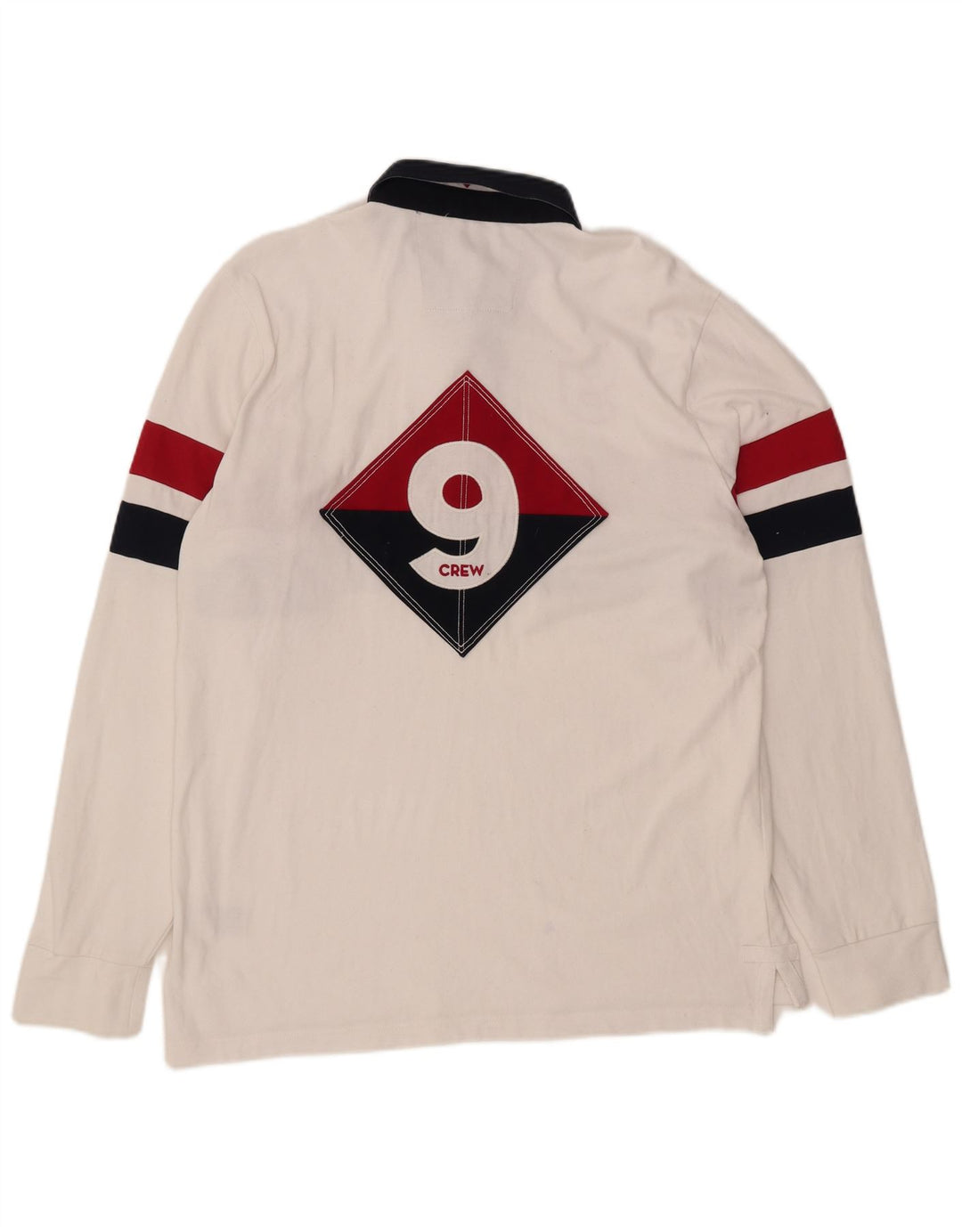 CREW CLOTHING Tricou polo grafic rugby pentru bărbați, mare, alb, bloc de culoare