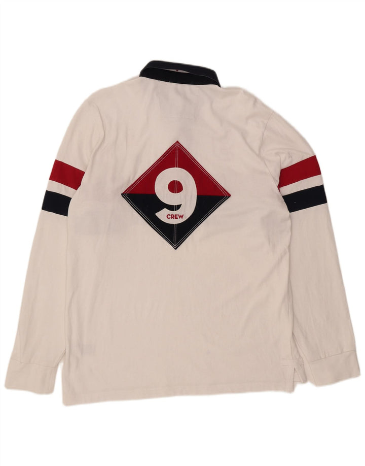 CREW CLOTHING Tricou polo grafic rugby pentru bărbați, mare, alb, bloc de culoare