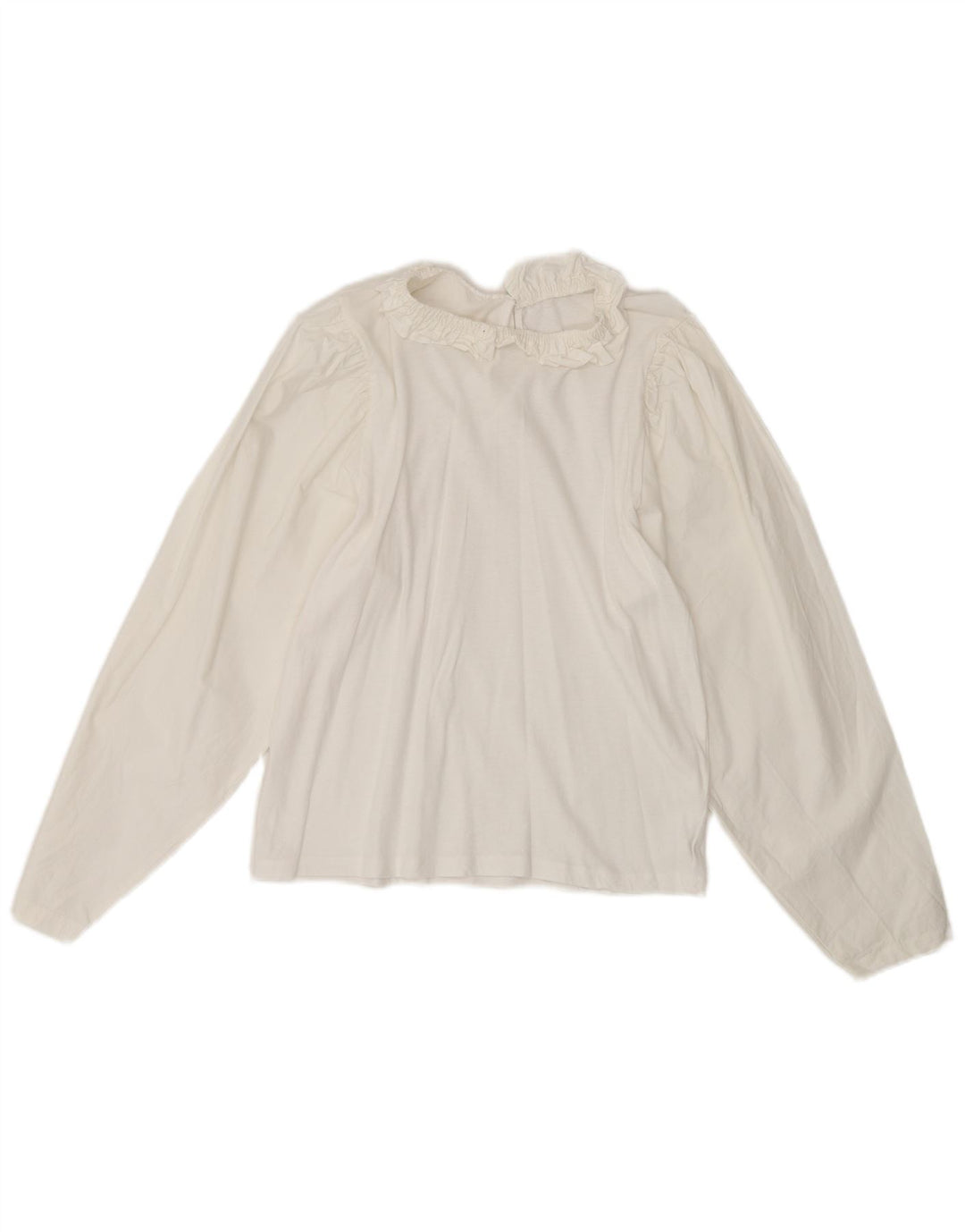 Bluză vintage pentru femei cu mâneci lungi Top UK 10 Small White