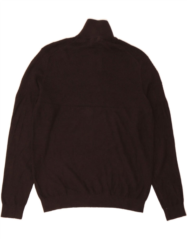 JACK & JONES Mens Zip Neck Jumper Sweater Large Brown Cotton Vintage Jack & Jones and Second-Hand Jack & Jones from Messina Hembry 