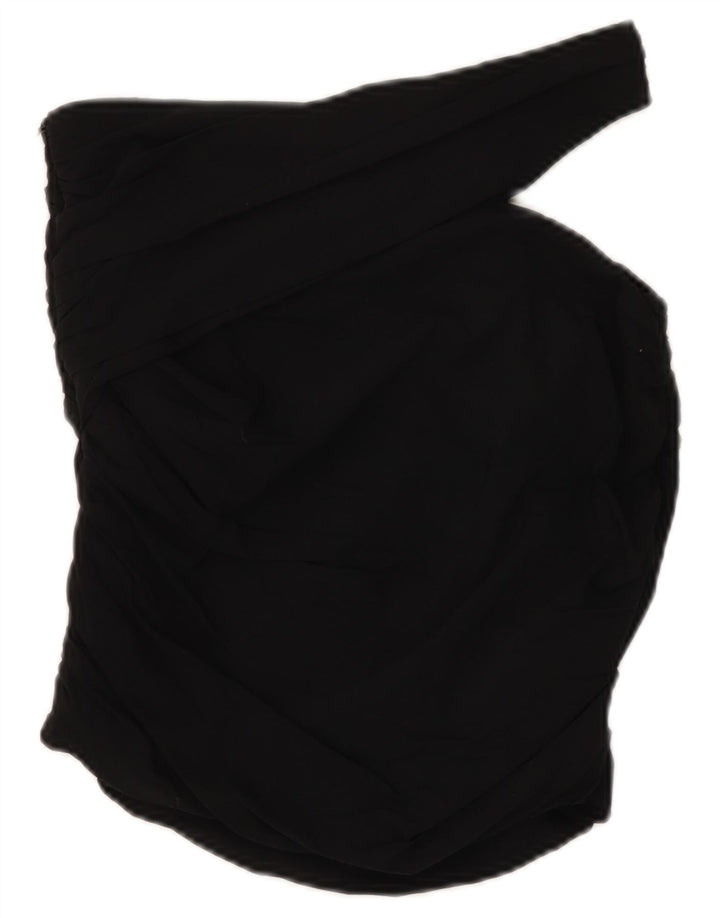 Top Crop One Shoulder pentru femei Zara UK 12 Medium Black Viscose