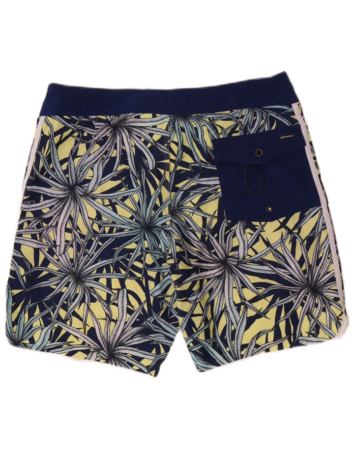 Pantaloni scurți de înot Quiksilver pentru bărbați, mari, albastru, cu flori din poliester