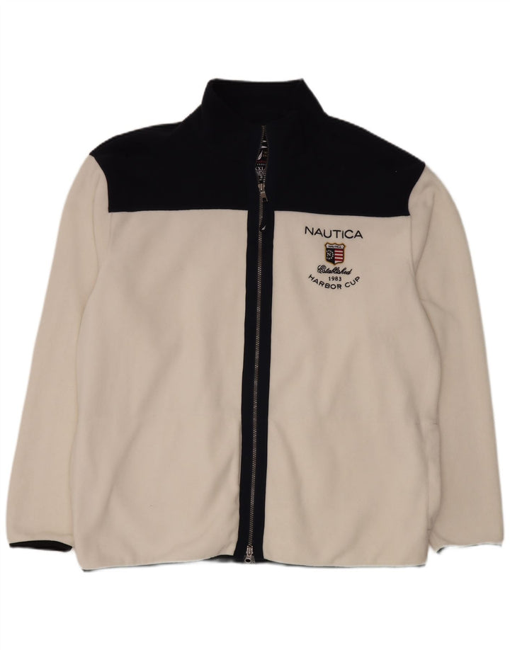 Jachetă polară pentru bărbați Nautica UK 44 2XL, alb, poliester color bloc