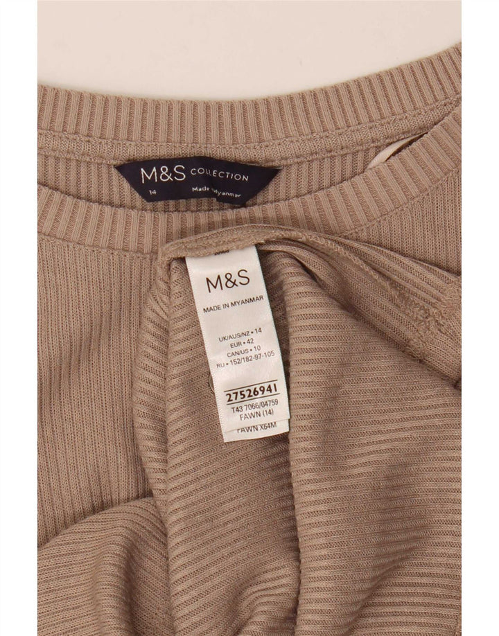 Marks & Spencer Top pentru femei cu mânecă lungă UK 14 Medium Bej Poliester