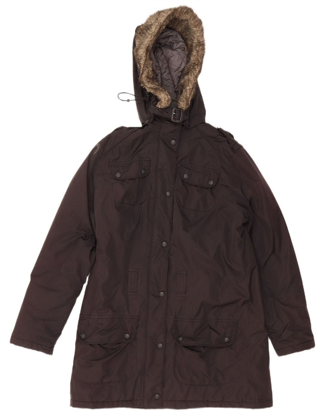BARBOUR Womens Hooded Parka Jacket UK 14 Large Black Polyester