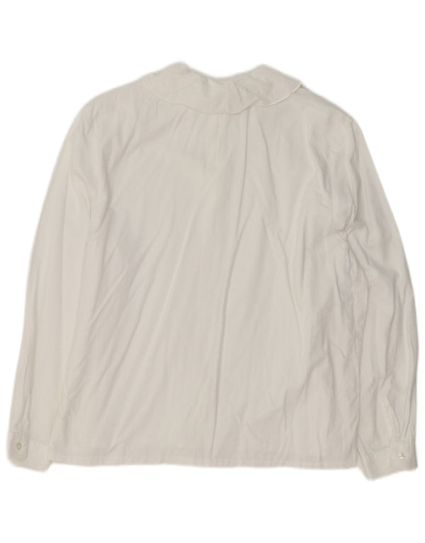 Bluză de cămașă vintage pentru femei UK 18 XL Alb Floral