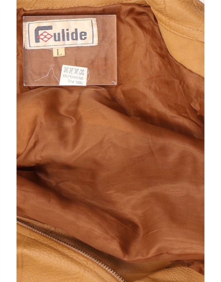 Jachetă din piele artificială vintage pentru femei UK 14, mare, bej, mozaic, polivinil