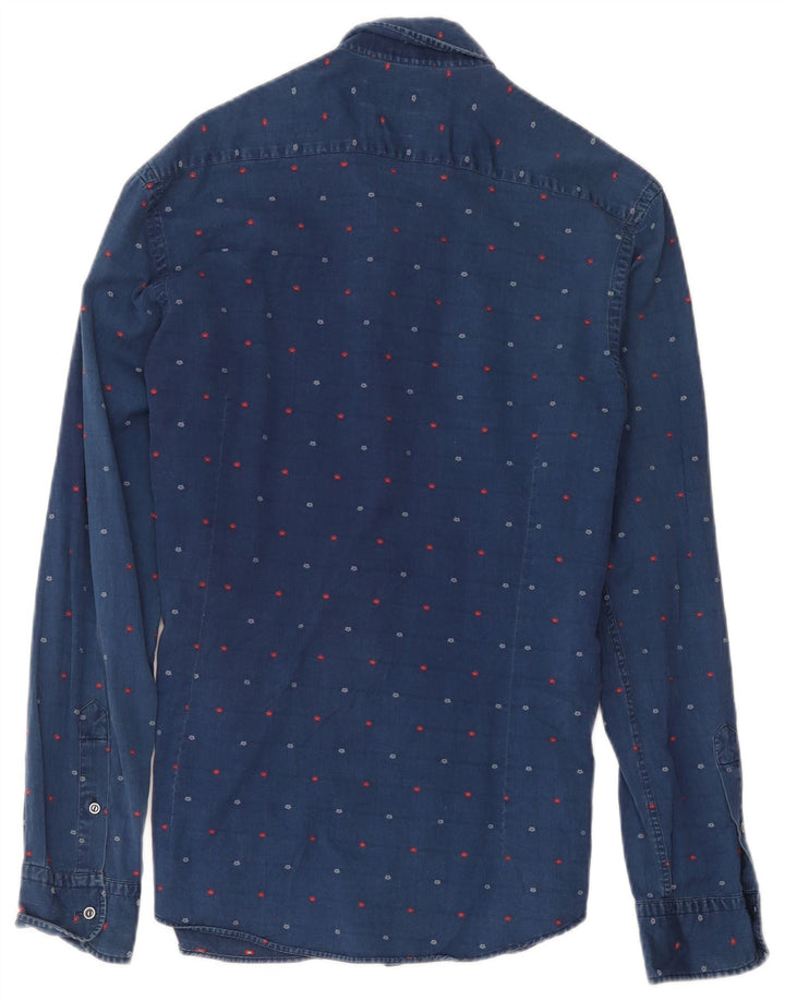 Cămașă Massimo Dutti Bărbați Denim Albastru Marin Floral Mediu