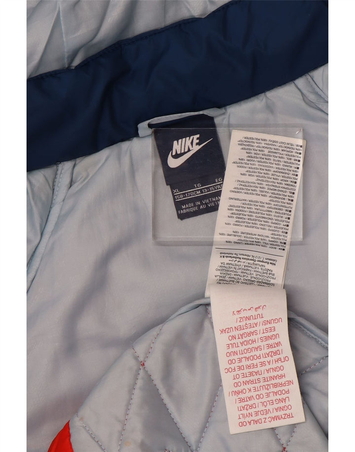 Jachetă matlasată cu glugă Nike pentru băieți 13-14 ani XL portocaliu poliester bloc de culoare