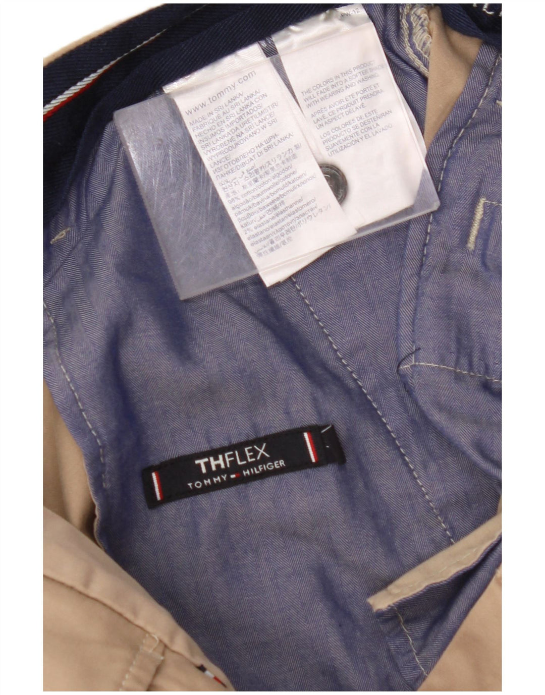 TOMMY HILFIGER Pantaloni chino drepți pentru bărbați L36 L32 bumbac bej