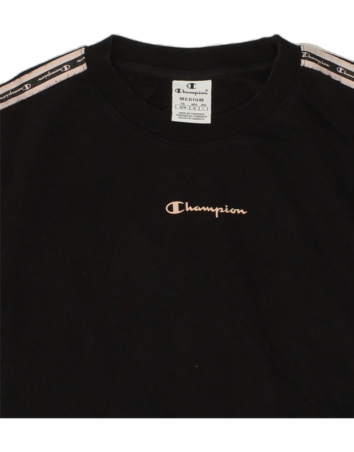 CHAMPION Womens Graphic Sweatshirt Jumper UK 14 Medium Black Vintage Champion and Second-Hand Champion from Messina Hembry 