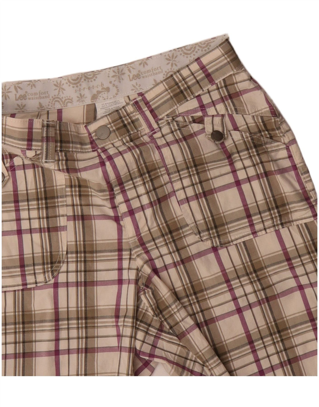 Pantaloni scurți casual pentru femei Lee US 8 Medium W30 Beige Check Bumbac