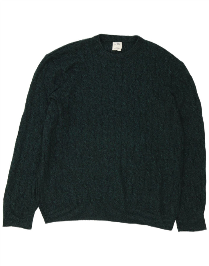 Pulover pentru bărbați Marks & Spencer cu gât crew, poliamidă verde 2XL
